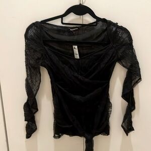 Express black lace wrap top xs NWT